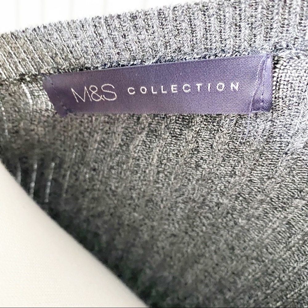 M&S Collection Gray (Grey) Ribbed Long Sleeve Sweater Top - Picture 3 of 8